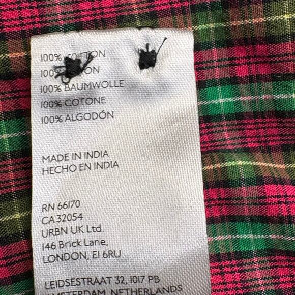 Urban Outfitters Pink Green Plaid Colorful Mens Button Up Dress Shirt Mens Sz M - Picture 6 of 6